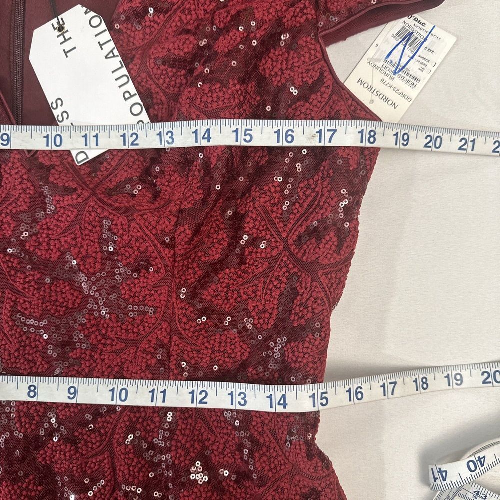 NEW $348 Dress The Population [ Large ] Magdalena Sequin Lace‎ Midi Dress Red - Picture 4 of 13